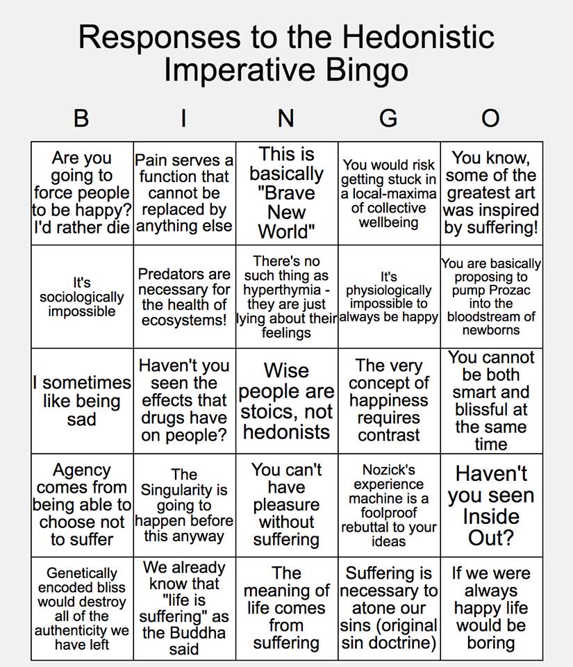 Hedonistic Imperative bingo