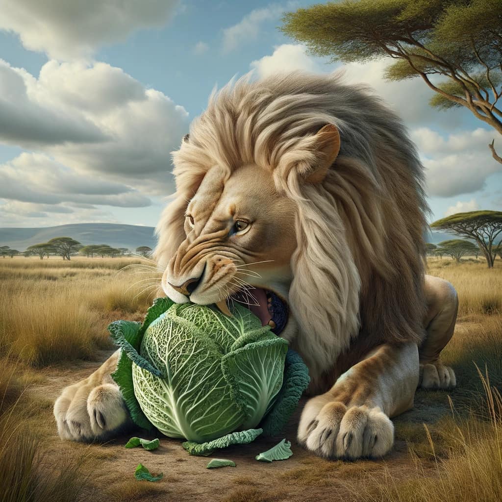 dietary reform - a lamb eating cabbage