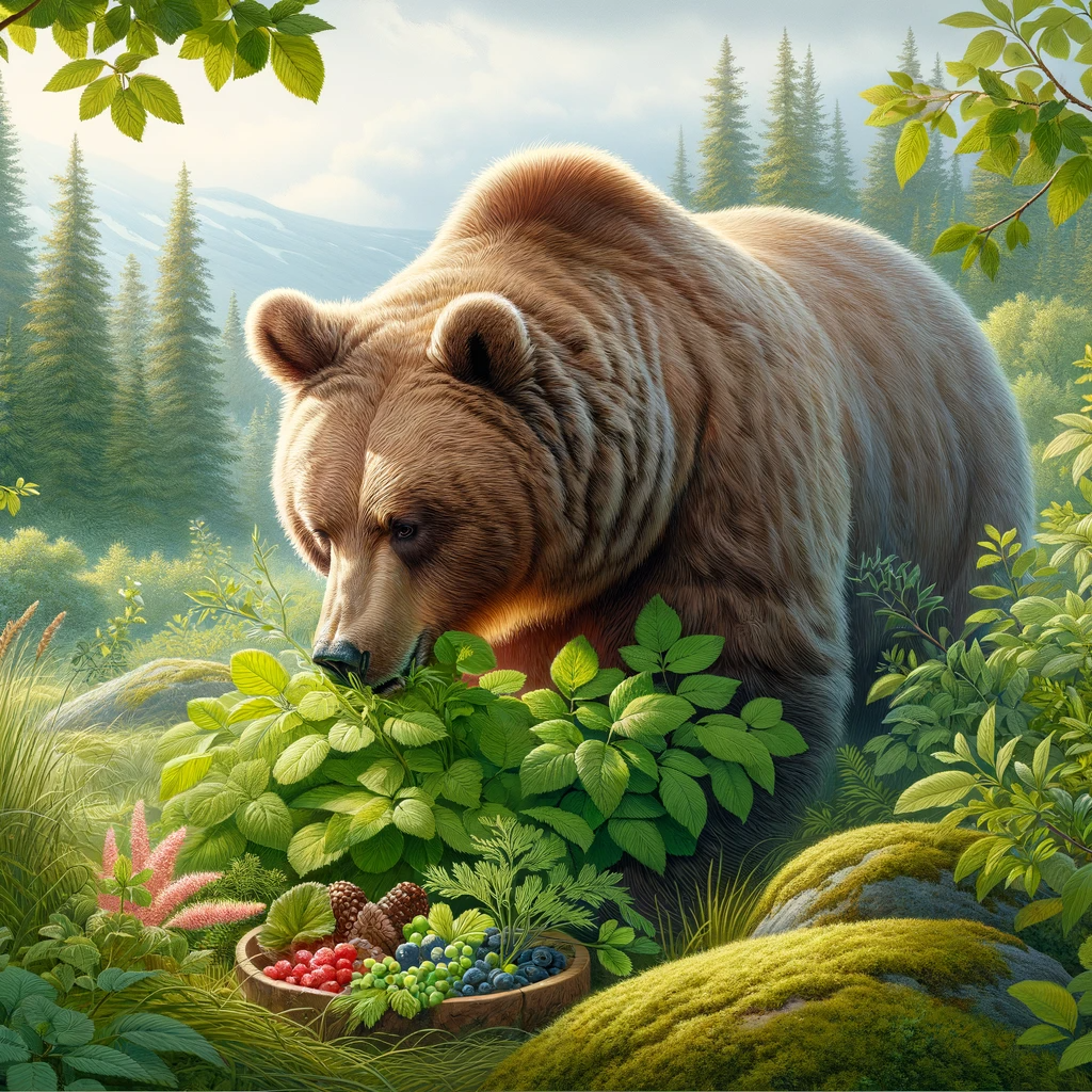 genetically reformed bear eating vegetables