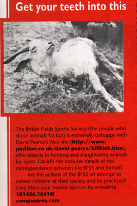 'Net' magazine British Field Sports Society clipping
